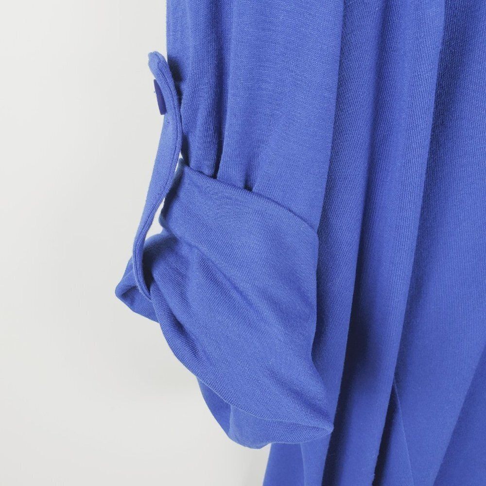 Covington Woman Cobalt Blue High-Low V-Neck 3/4 Button Strap Sleeves Sz 2X - Picture 4 of 12